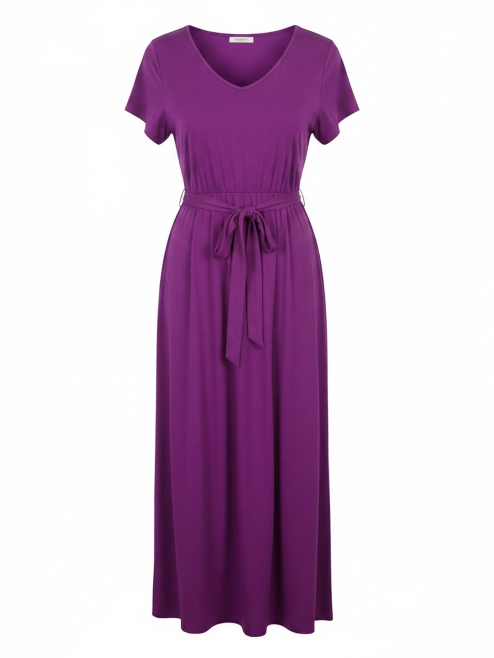 NWT Roaman’s S(12) purple belted v neck short flutter sleeves maxi‎ dress